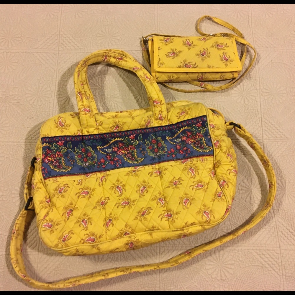 Vera Bradley Yellow Diaper Bag & Wallet (2001)